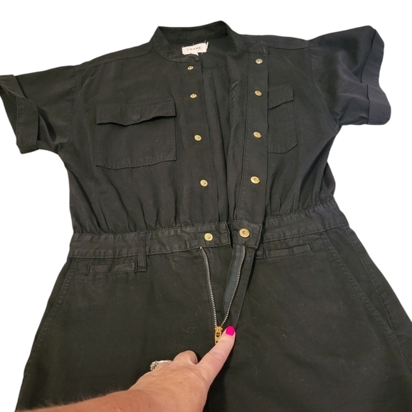 Frame Le Tomboy Dress Black Women's Size Small Button Snaps Pockets Mechanic - Picture 8 of 11